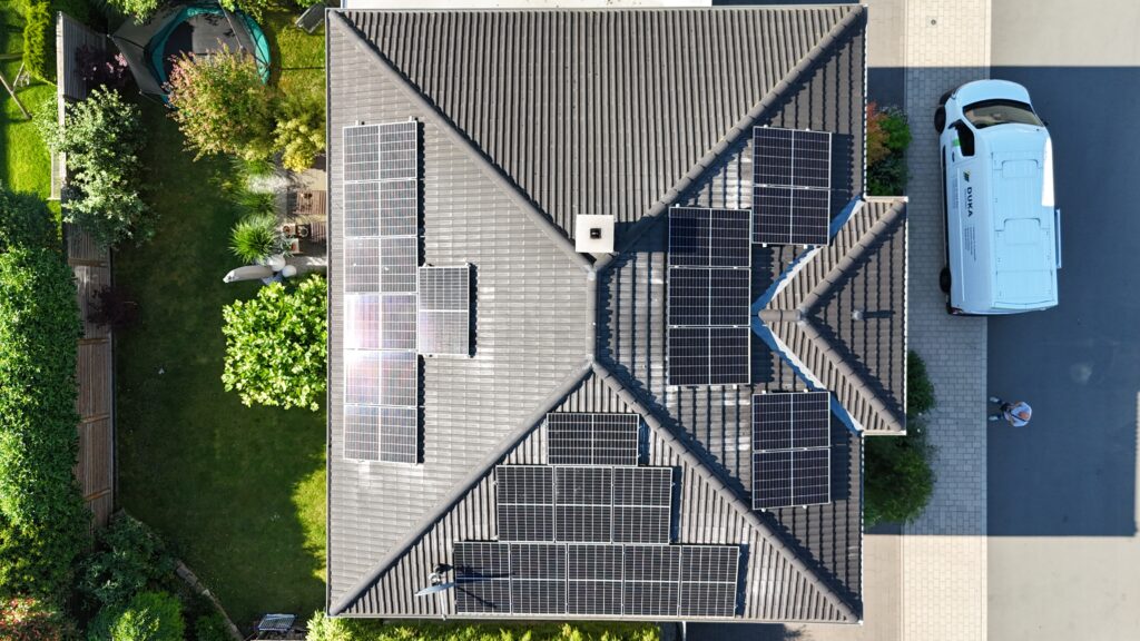 Hausdach von oben, Pv-Anlage